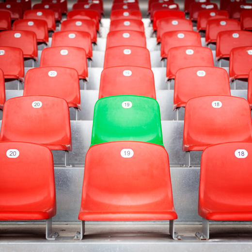 Red empty stadium seats